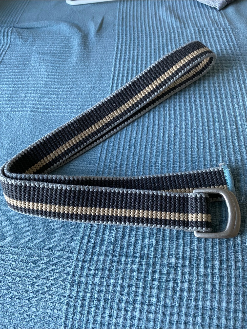 🌸🌼3 for $12🌸🌼 Adjustable Gray and Cream Striped Belt